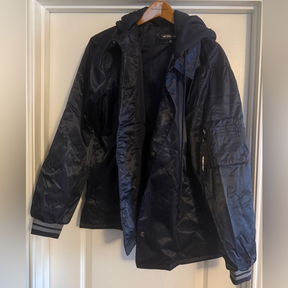 Members Only Men's Coach Jacket with Fleece Hood size XXL